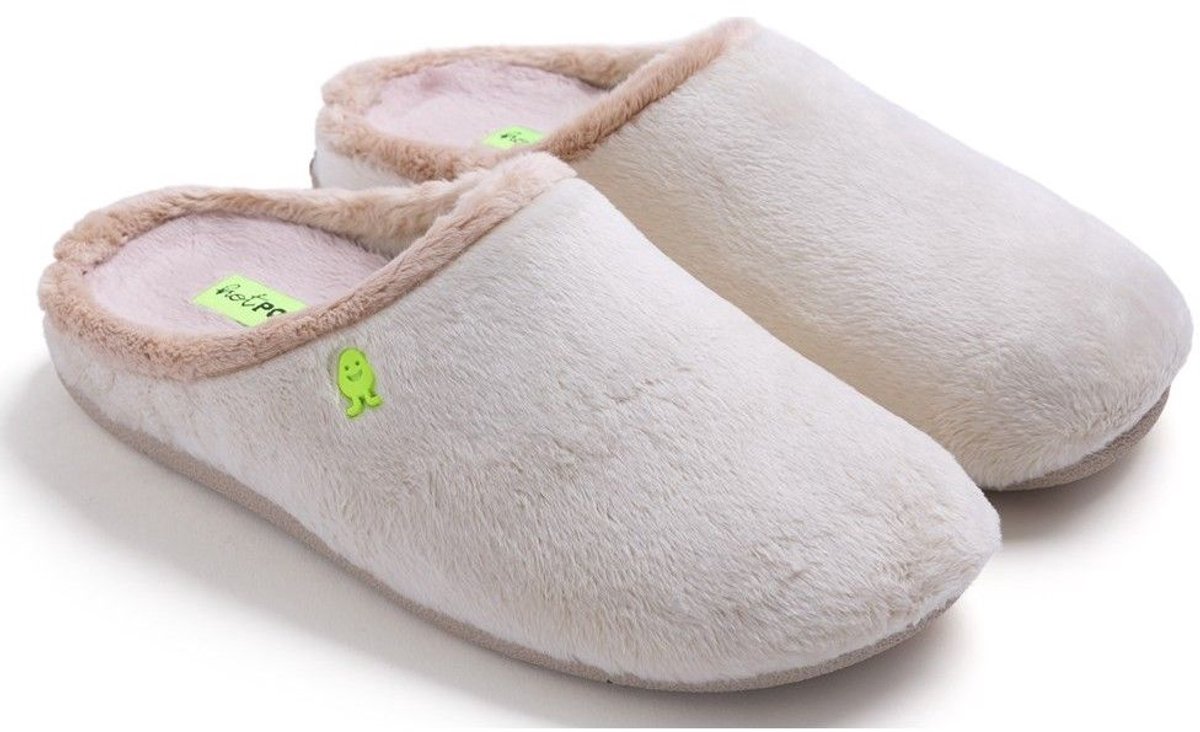 Hot Potatoes pantoffels dames beige – warme huisschoenen met uitneembare zool