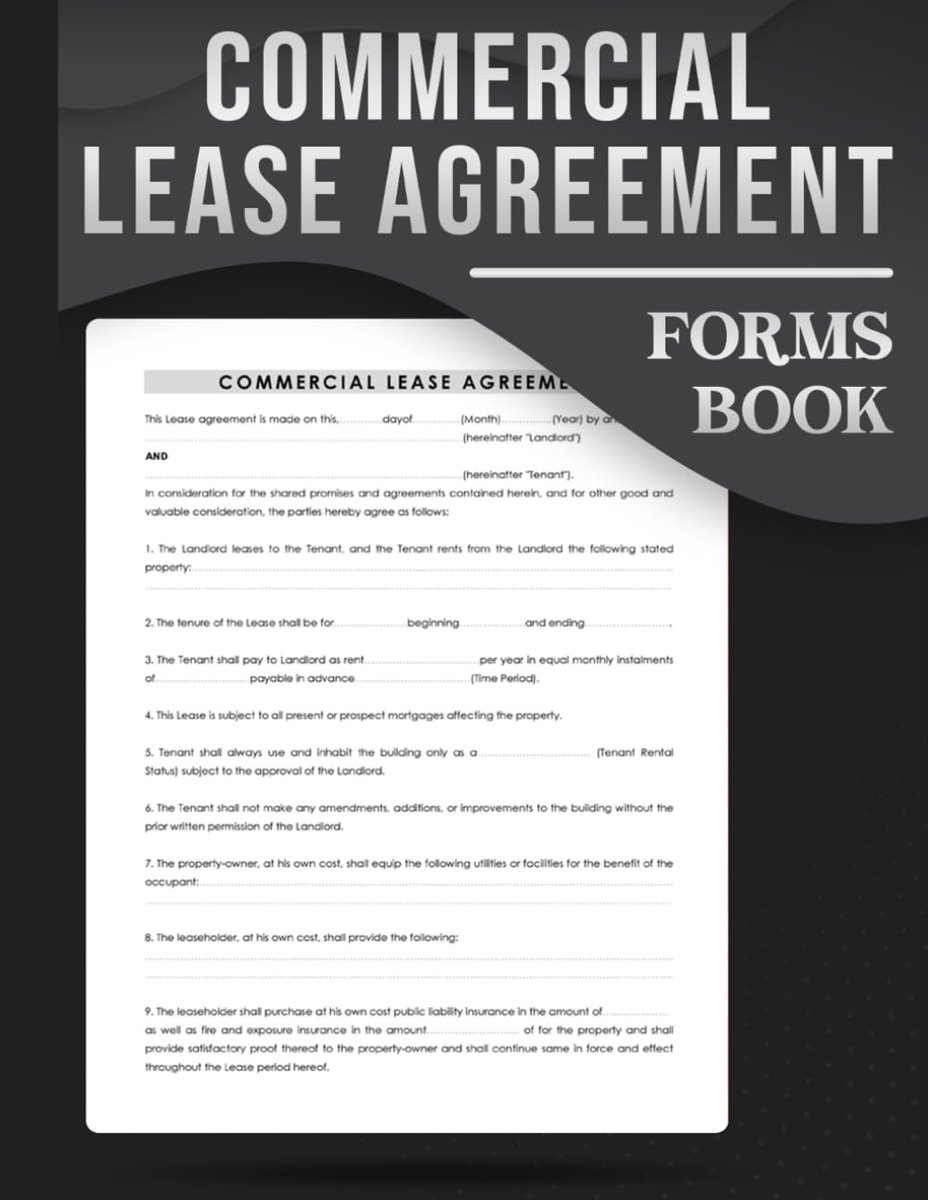 Commercial Lease Agreement forms Book: A contract between a landlord that rents space to a tenant for a - ShopVlot