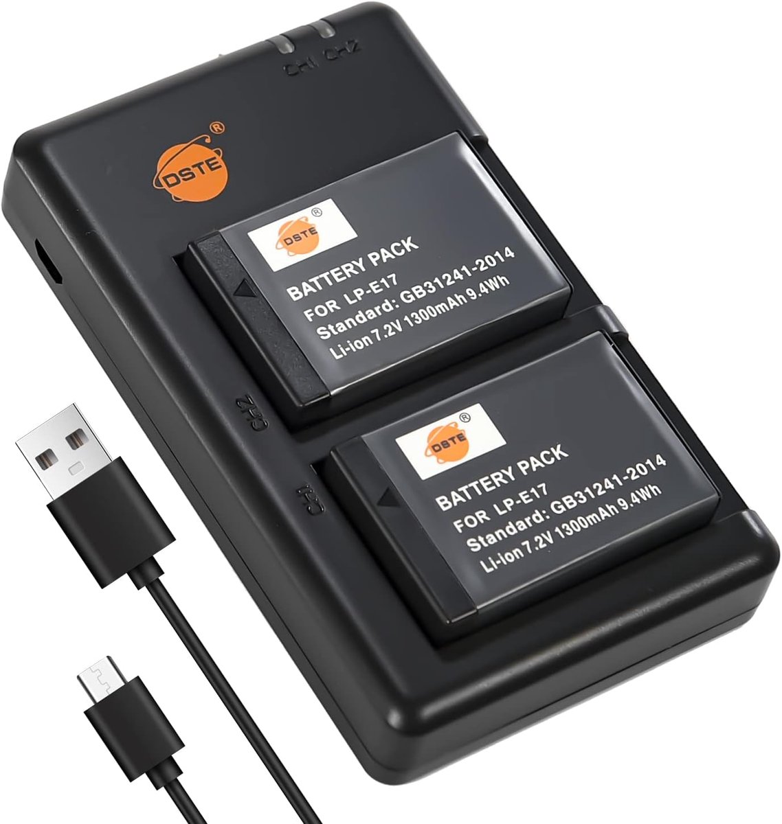 DSTE 2 Pack LP-E17 Battery Charger Set Compatible with Canon EOS 750D 760D 8000D 9000D - ShopVlot