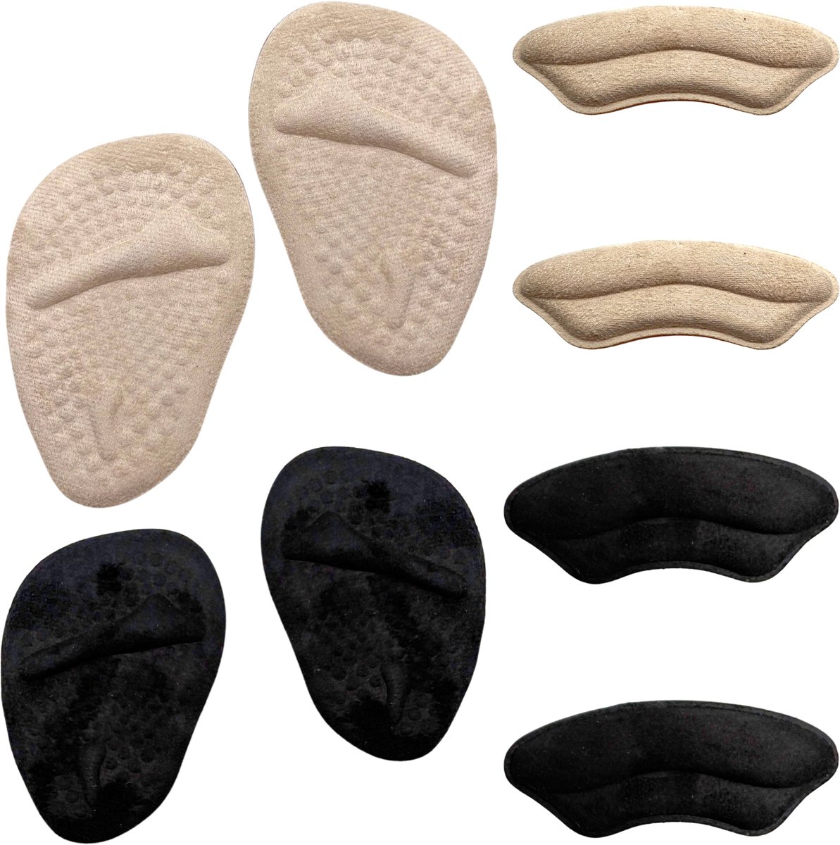 Purepeak Voorvoetkussen Set 8 Stuks - Voorvoet Inlegzooltjes - Zwart - Beige - Zooltjes - Schoenverkleiner