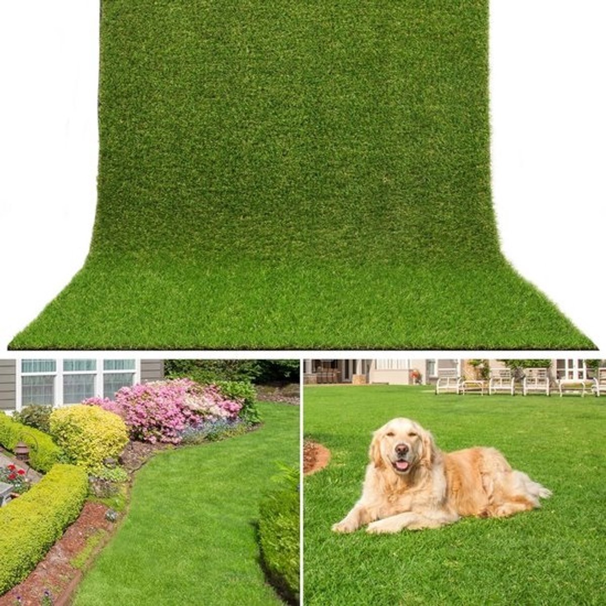 Kunstgrastapijt - Synthetisch gazon - Voor balkon en terras - Realistische uitstraling - Dik - 10 x 20 cm - Groen