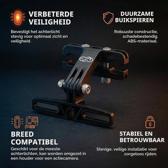 Stevige Achterlicht Bevestiging voor Elektrische Fiets - Universele Steun voor Veiligheid en Zichtbaarheid — afbeelding 2