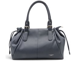 Flora&Co - ELIOS - imitatieleer met structuur - grote handtas/tote bag met schuifveters - donkerblauw - geschikt voor A4 - ideaal voor school- of werktas