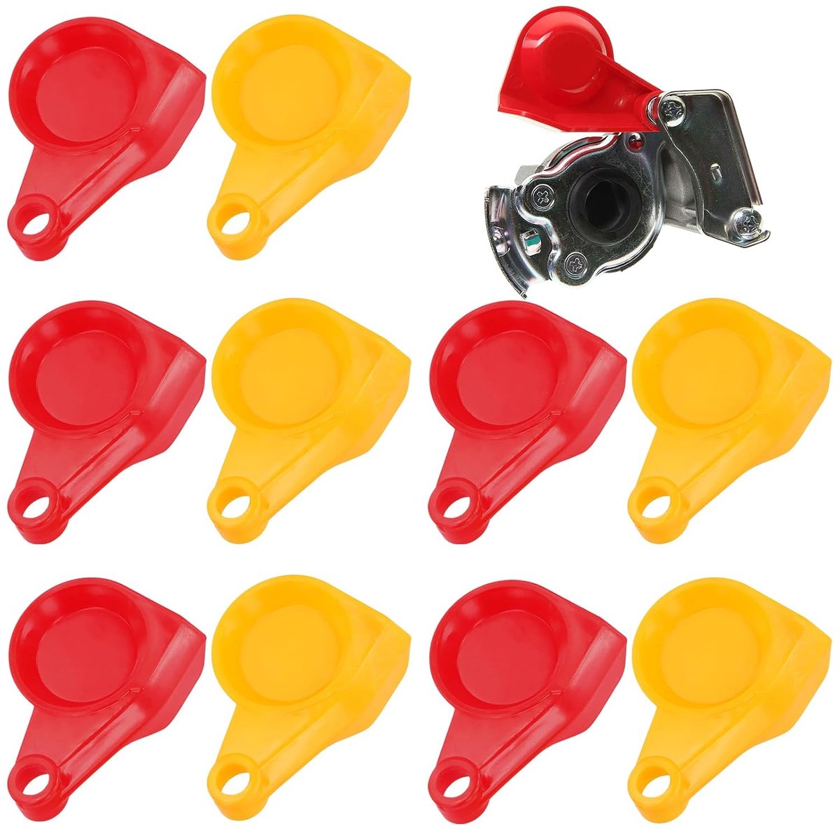 10 stuks stofkapjes, stofkap voor koppelingskop, reservedeksel voor vrachtwagen tractor (5 x geel en 5 x rood)