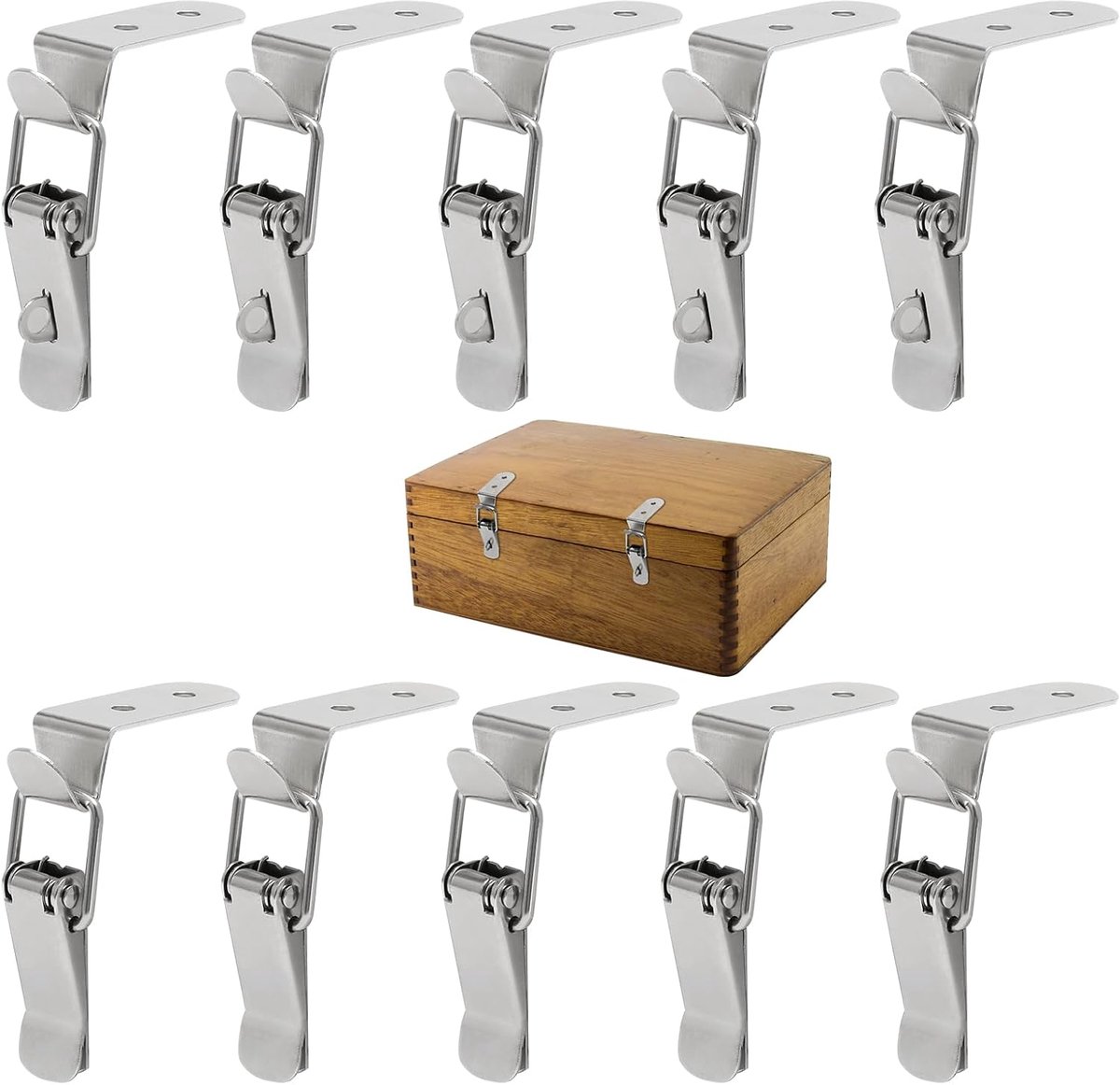 Sluitingen, 76,5 x 24 mm, klemsluiting, klein, hoekbevestiging, kliksluiting met zekering, kistsluiting voor aanhangers, boordwandsluiting, kasten, gereedschapskisten