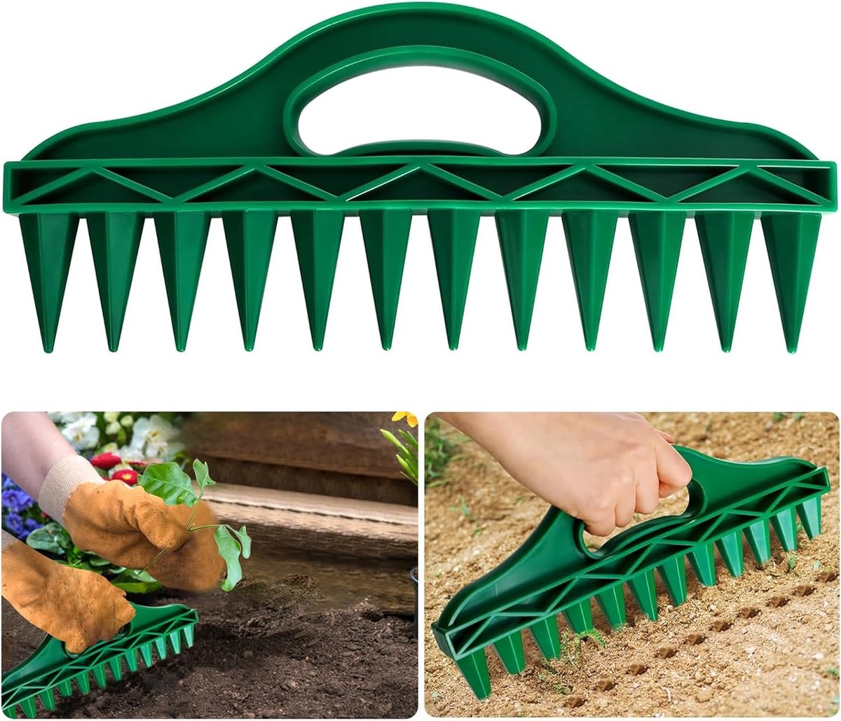 12 gaten zaaigoedplanter, zaden in aardgraven, tuinhandplanter, zaaigoed, verstelbaar handzet-apparaat voor tuinplanten, ideaal voor het losmaken van de grond en nauwkeurig zaaien (B)