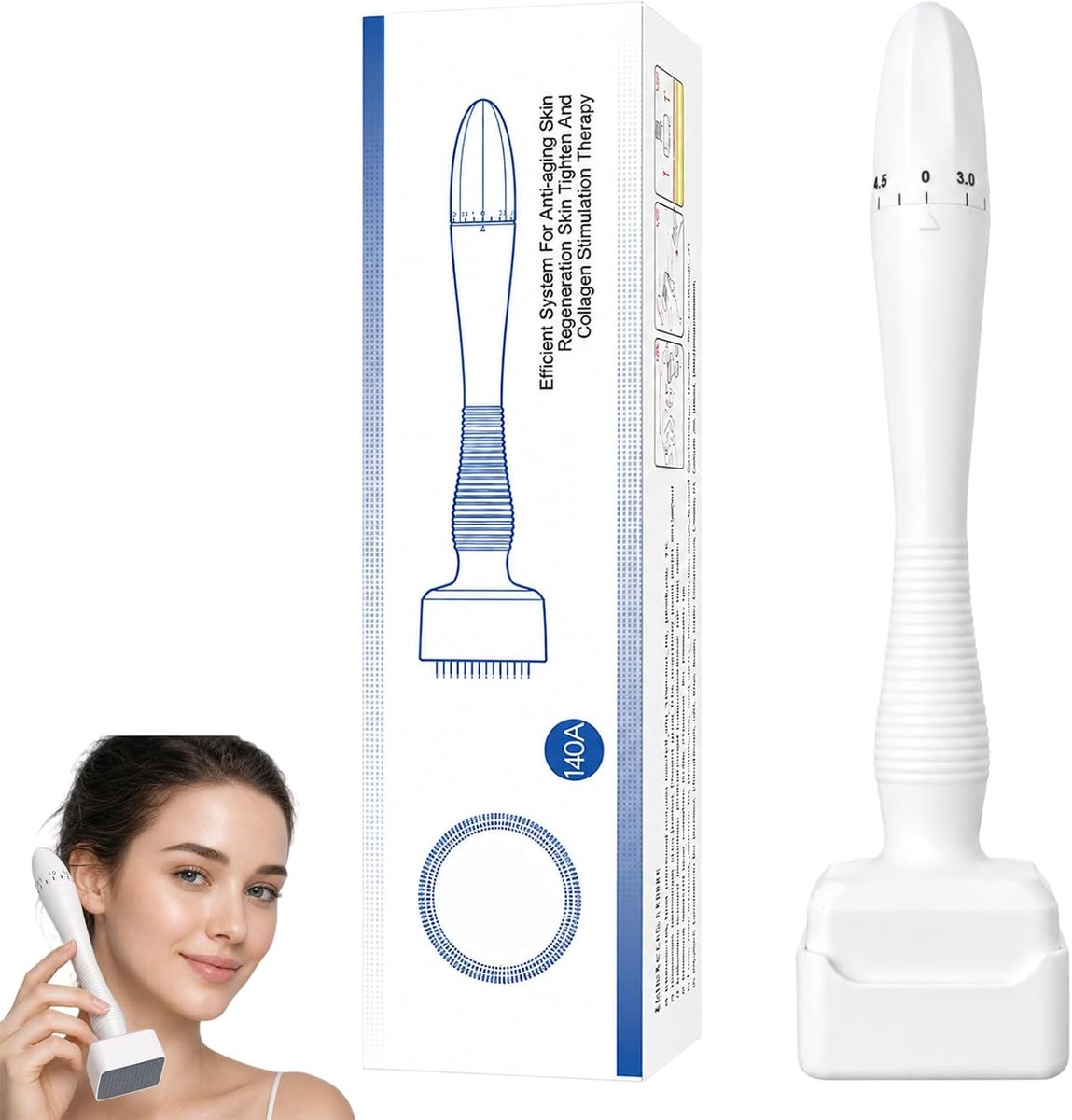 Verstelbare 0-3 mm, 140 Titanium Naalden voor Gezicht, Haar, Baard - Professionele Stimulatie Collageen & Absorptie Huidverzorging