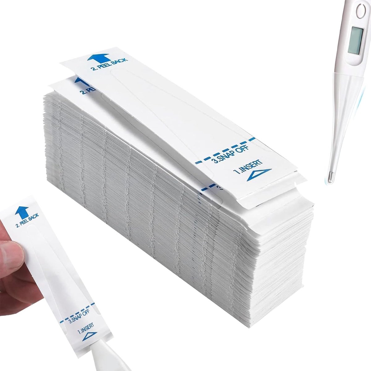 Thermometer beschermhoes - 100 stuks wegwerp bescherming voor digitale thermometer, geschikt voor mond- en rectale metingen, veilig, hygiënisch, met smeermiddel en PE-materiaal, 12