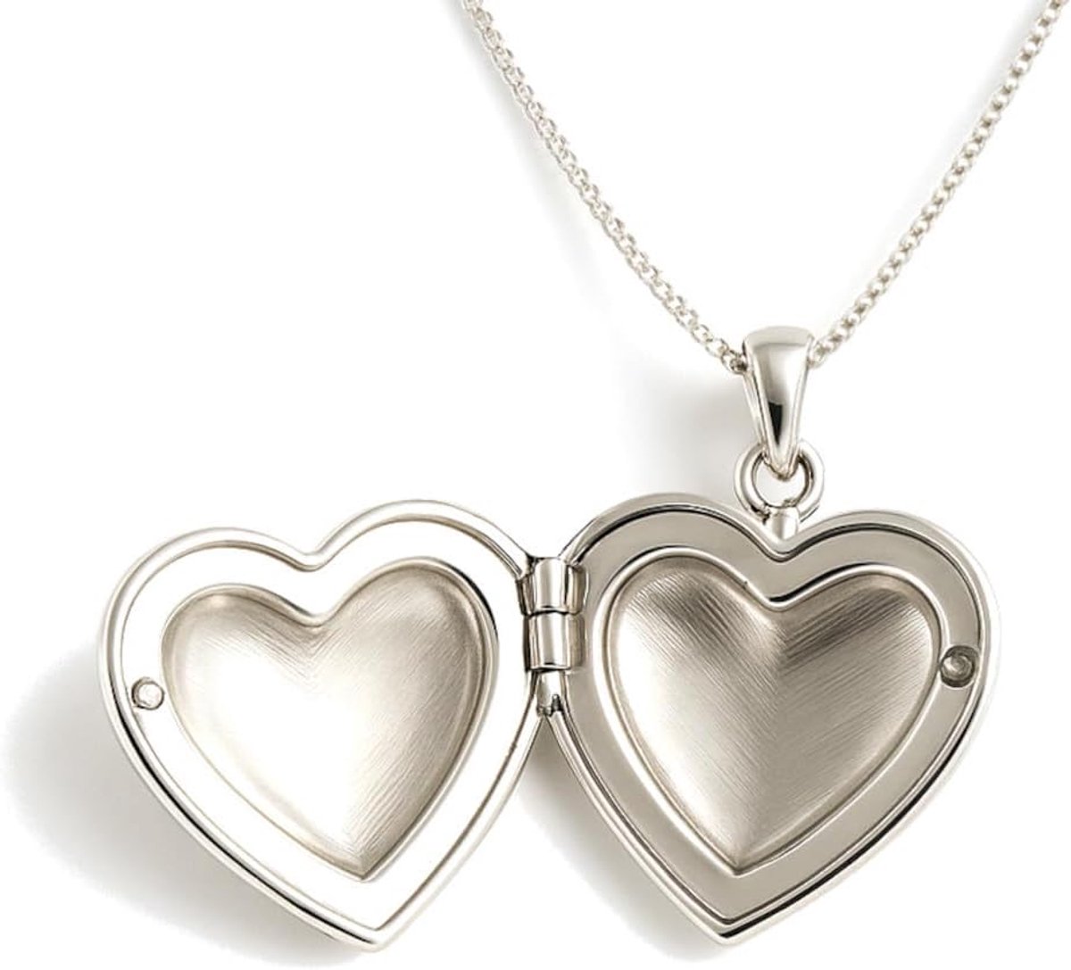 Castle Simple Hearts 925 Sterling Zilveren Ketting met Foto Medaillon voor Vrouwen, Meisjes en Kinderen - 4 Foto's - 20mm x 20mm - 18" Sterling Zilveren Foto Ketting & Sieraden Geschenkdoos