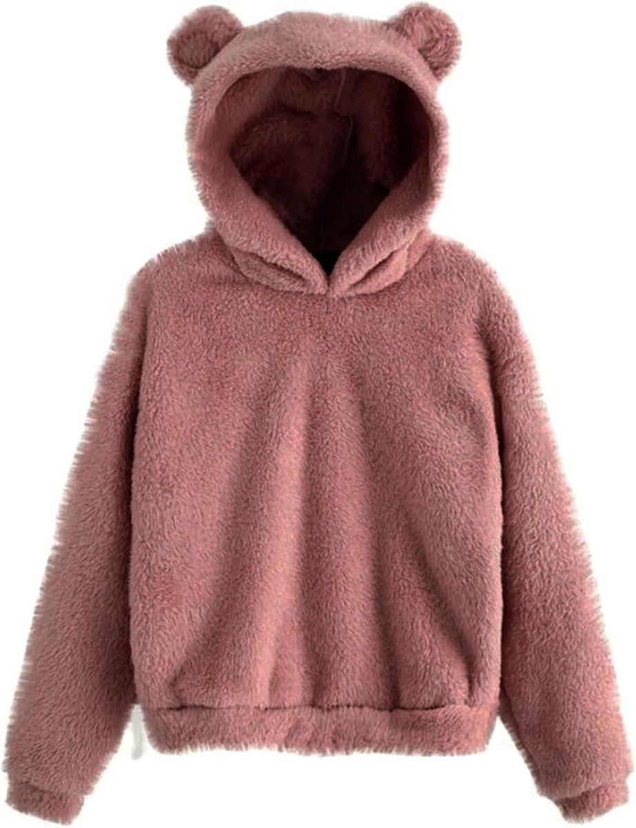 Fleece hoodies voor dames, sweatshirts met capuchon met schattige berenoren, jas, warme trui, casual tops, los, herfstkleding
