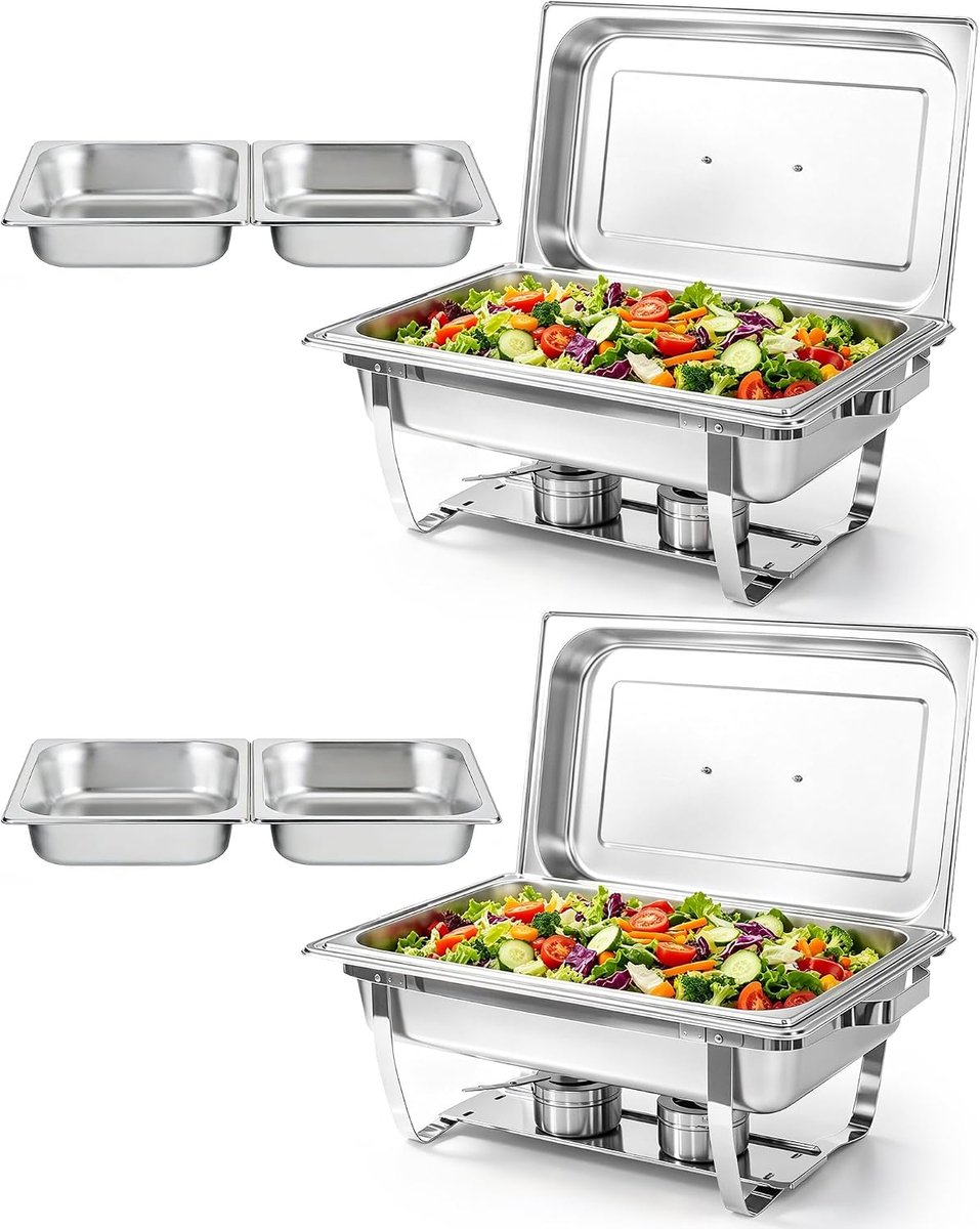 Dish Buffet Set 2 Pack, 9L Roll Top Designed Buffet Trays With Lids