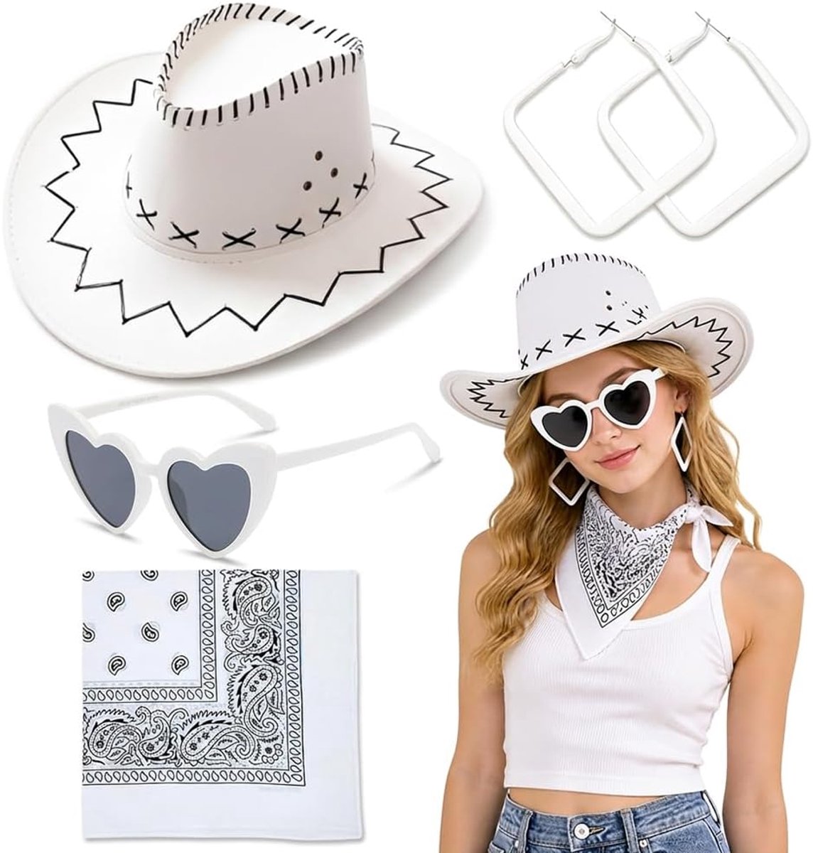 Cowboyhoed, accessoires van synthetisch rundleer en pvc