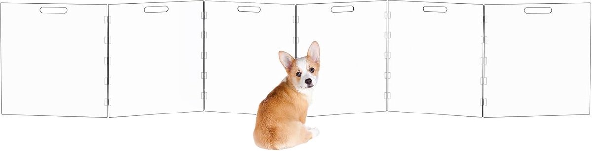 Huisdier box poort voor huis deuropeningen, acryl huisdier poort voor honden, vrijstaande duidelijk (6 panelen)