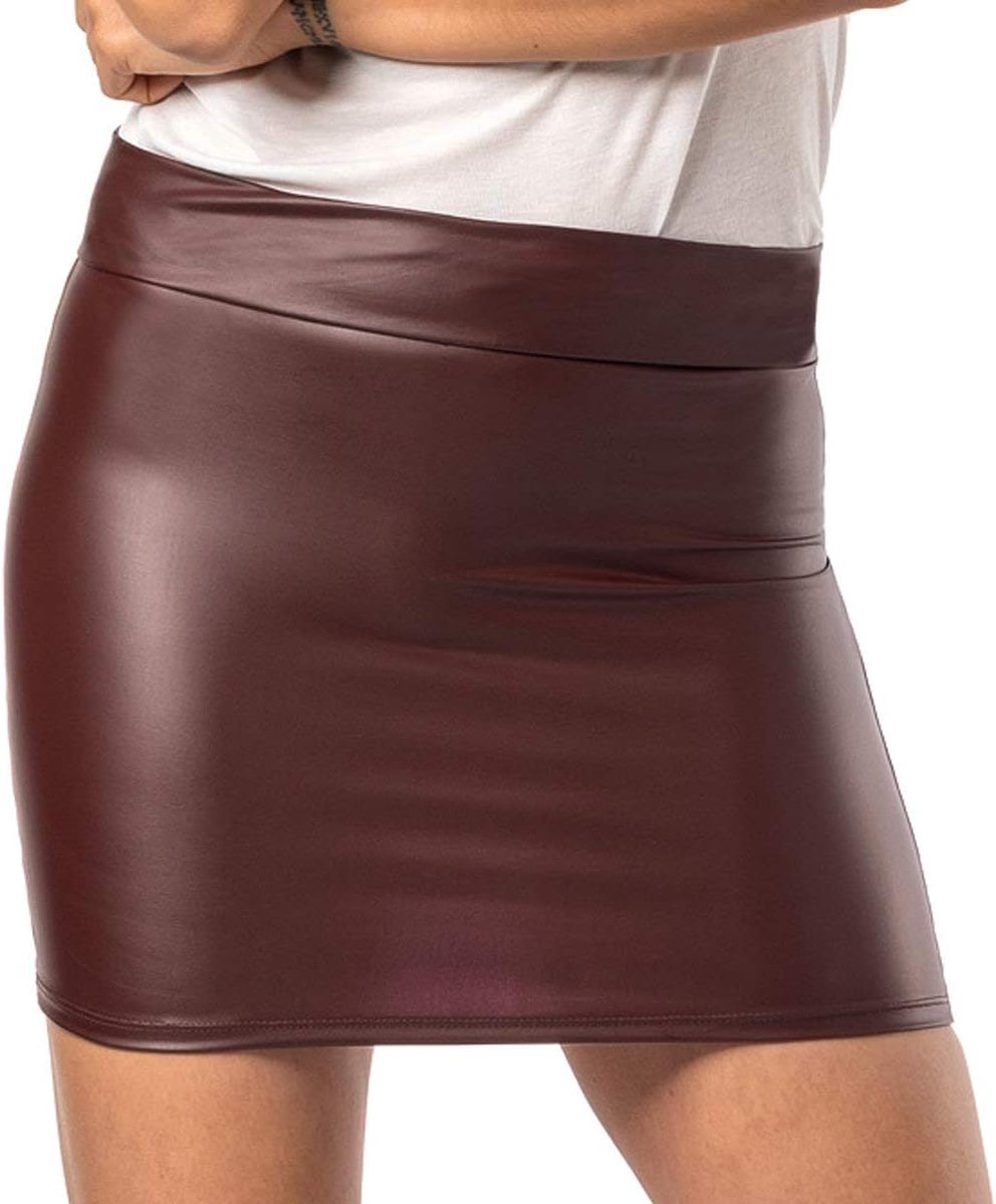 Minirok lederlook - sexy wetlook stretch rok