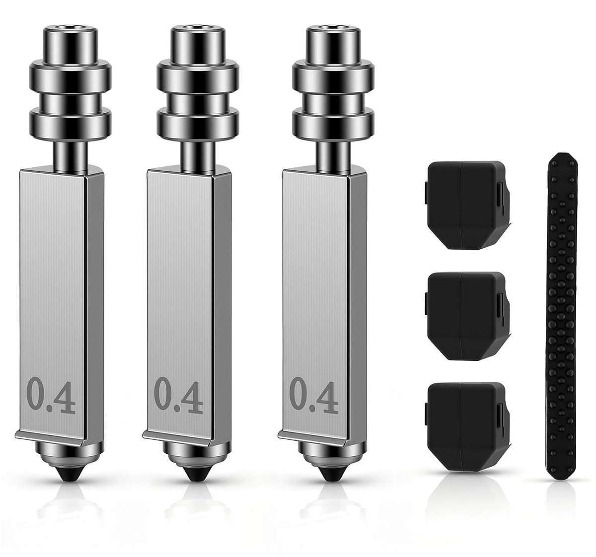 3 stuks geïntegreerde gehard stalen sproeiers 0,4 mm voor Anycubic Kobra X Combo, Throat Tube mondstukken, drukkop, snelwissel gehard stalen mondstuk, geïntegreerd mondstuk 600 mm/s High Flow, 3