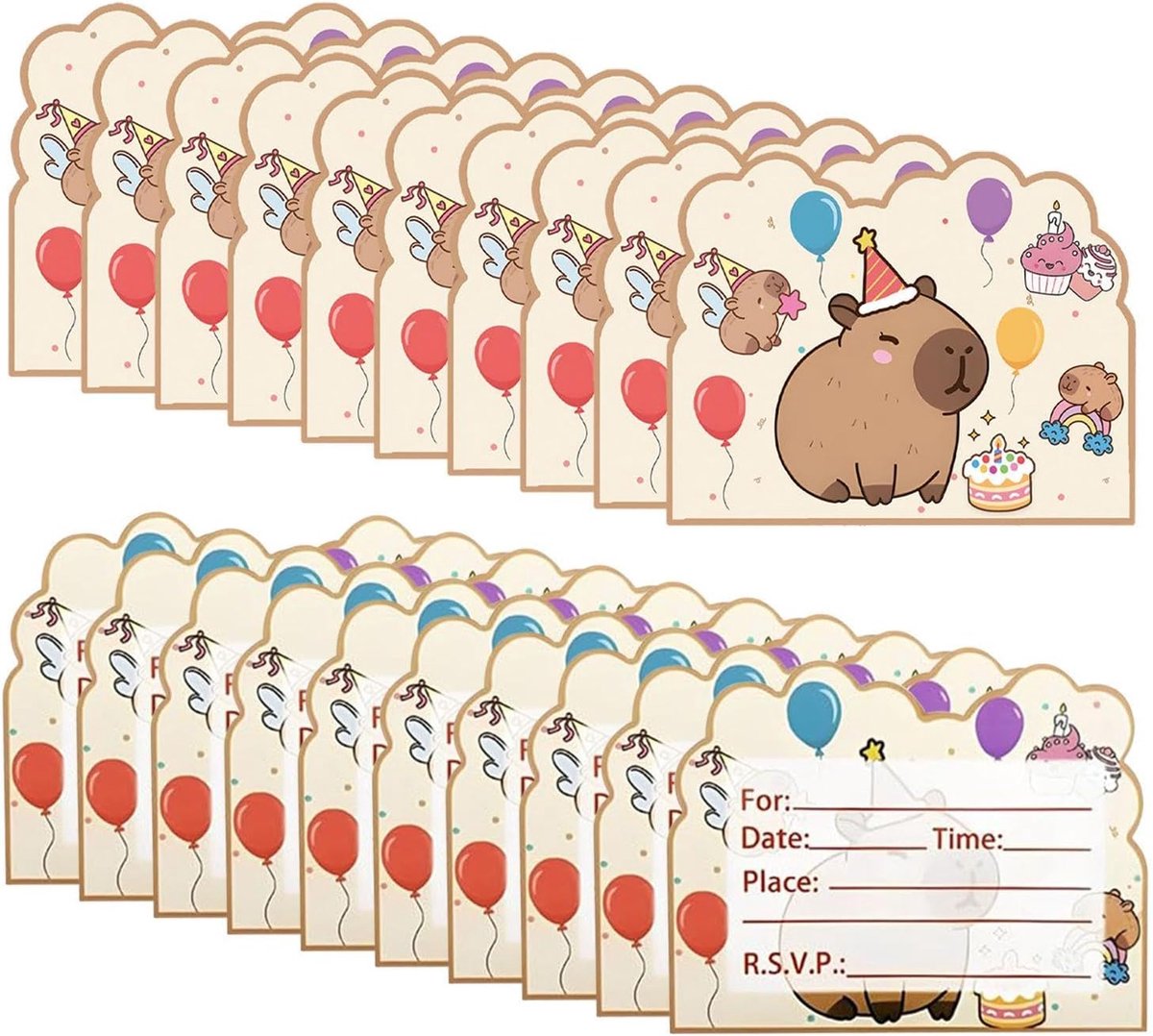 12 Uitnodigingskaarten, 15 Zegelstickers En 12 Enveloppen, Schattig Capibara-Patroon, Uitnodigingen Voor Verjaardagsfeestjes, Geschikt Voor Campusevenementen, Uitnodigingen Voor Vakantiefeesten.