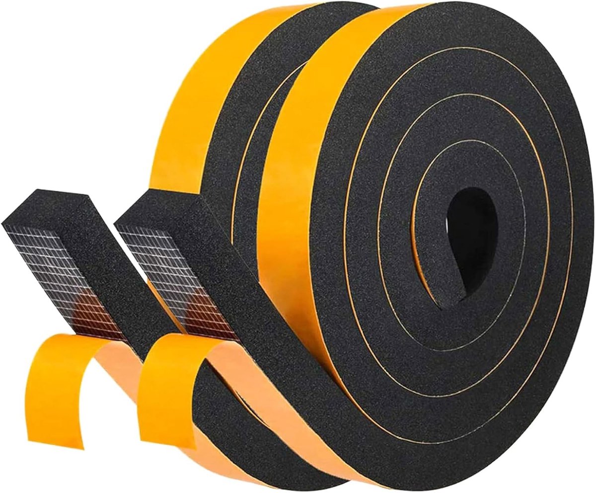 SnelShoppen - Afdichtingstape 25,4x19mm - Zelfklevende Schuimtape - Rubberen Tochtstrip voor Deuren en Ramen - Geluidsisolatie en Koude Tochtbestrijdi