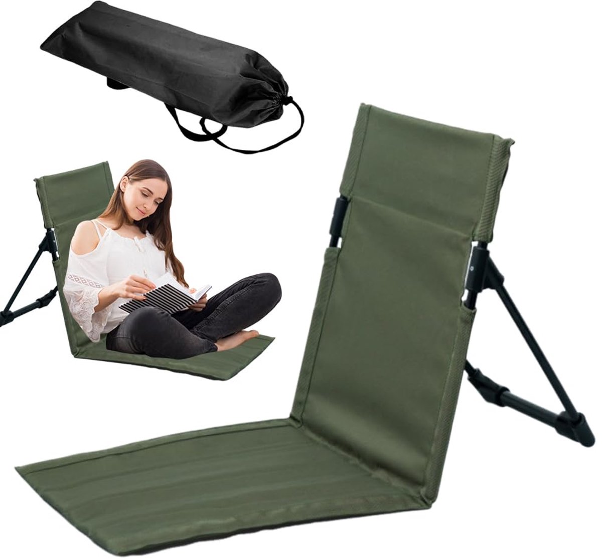SnelShoppen - Inklapbare Vloerstoel met Rugleuning, Lichtgewicht Outdoor Strandstoel, Opvouwbare Ligstoel voor Camping, Tuin en Strand, Comfortabel Zi