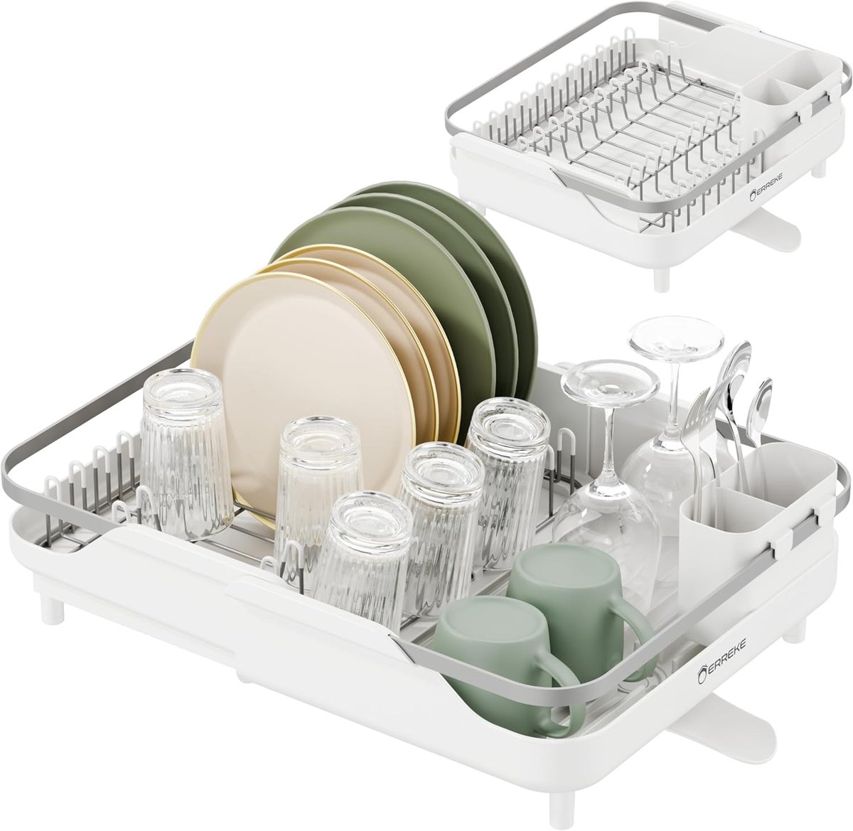 SnelShoppen - Vouwbare Afvoer Drainer voor Keuken, 46x35 cm, Wit | Ruimtebesparend met RVS Grondplaat, Voor Afvoer naar de Gootsteen