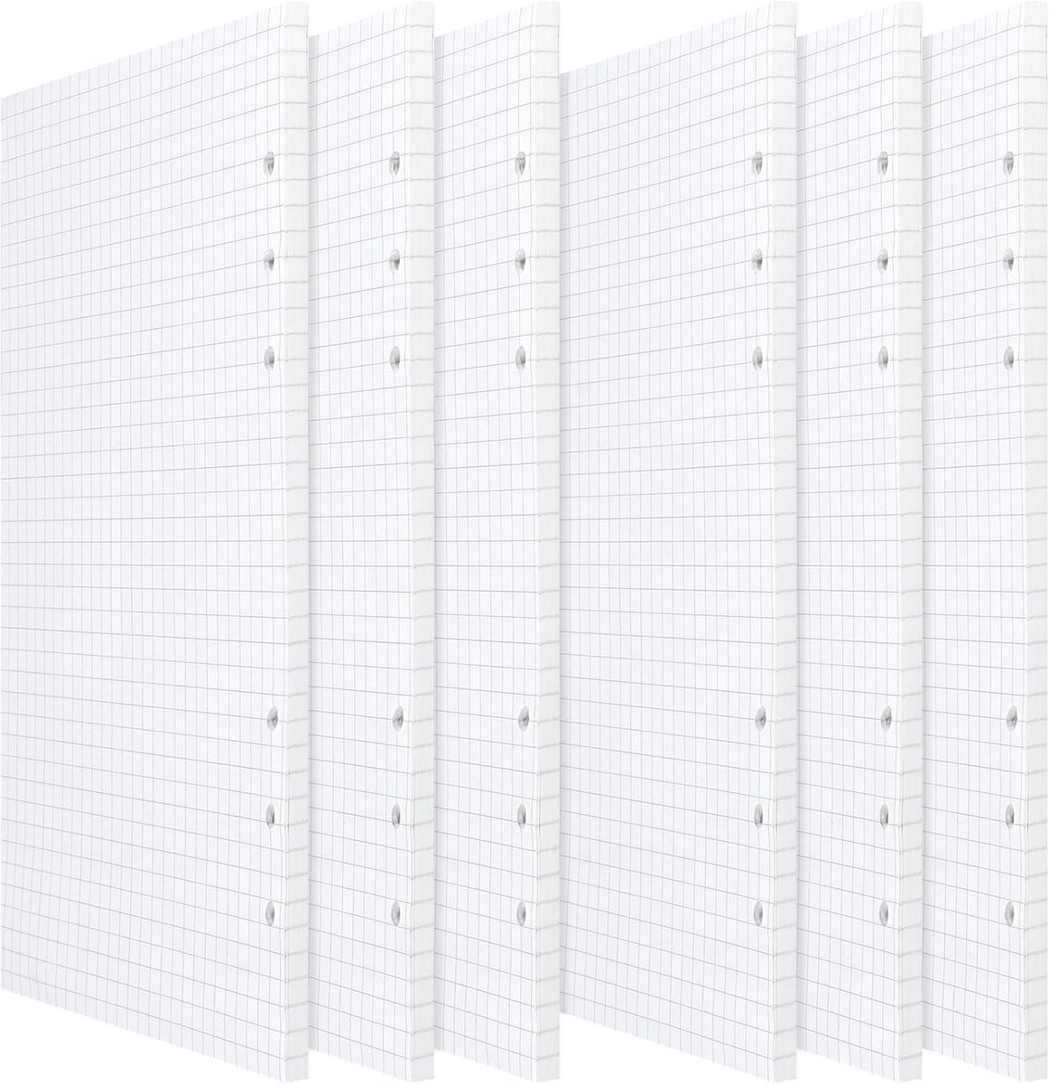 SnelShoppen - 270 vellen A5 vierkant navulpapier met 6 gaten, rasterpapier voor notitieboek, dagboek, schets, doe-het-zelf - 6 stuks