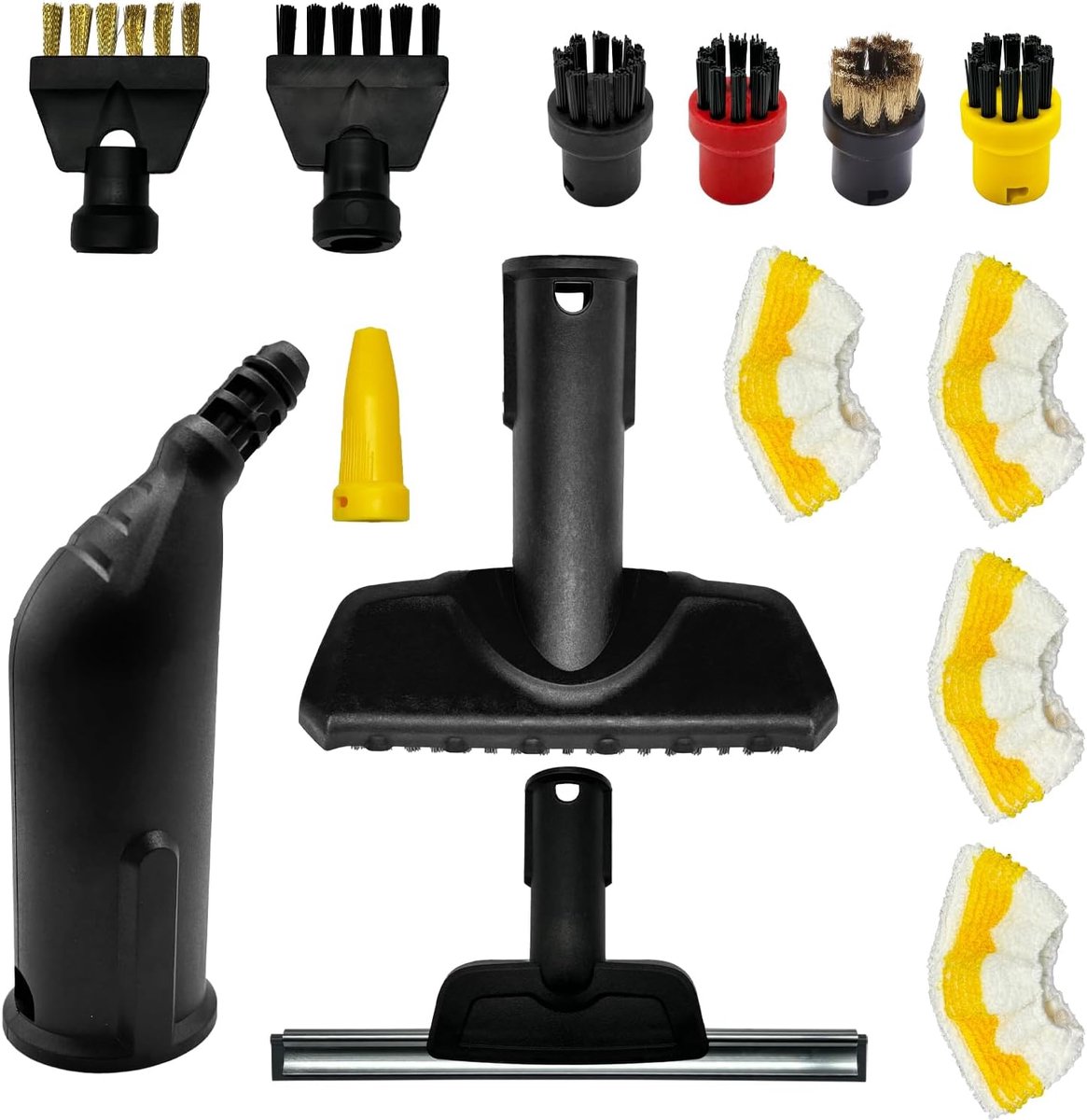 SnelShoppen - Complete Set van 14 Stoomreiniger Accessoires voor SC1, SC2, SC3, SC4, SC5 - Microvezeldoeken, Rondborstels, Handspuit, Nylon, ABS - Ide
