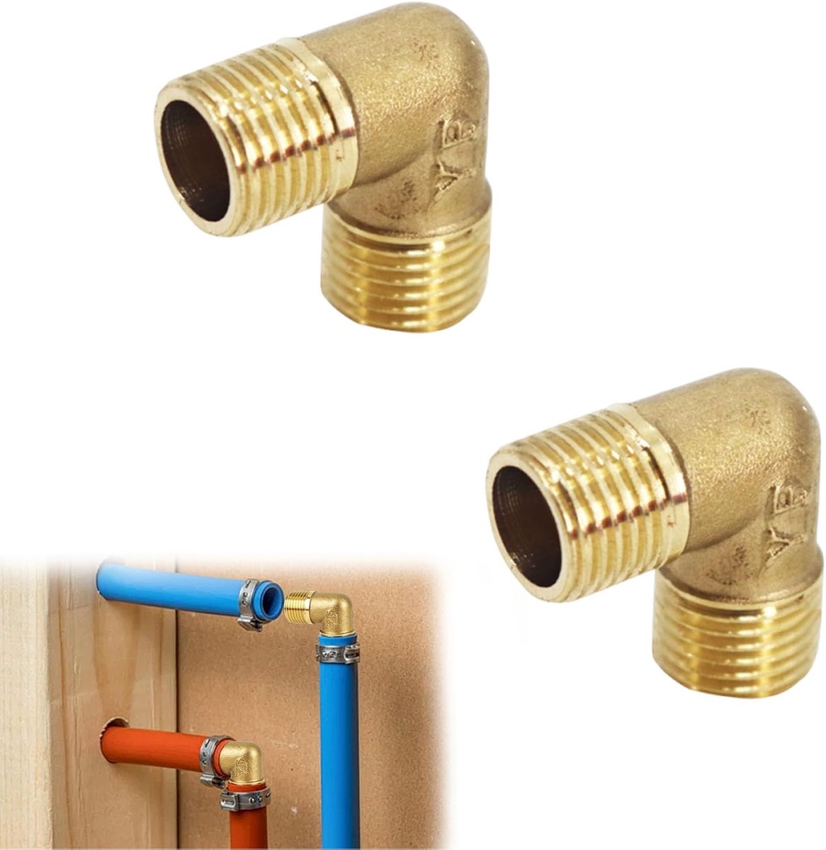 Messing hoek 90 graden 1/2 inch - hoogwaardige buisboog - perfecte aansluiting - voor sanitair en buisverbindingen - ShopVlot