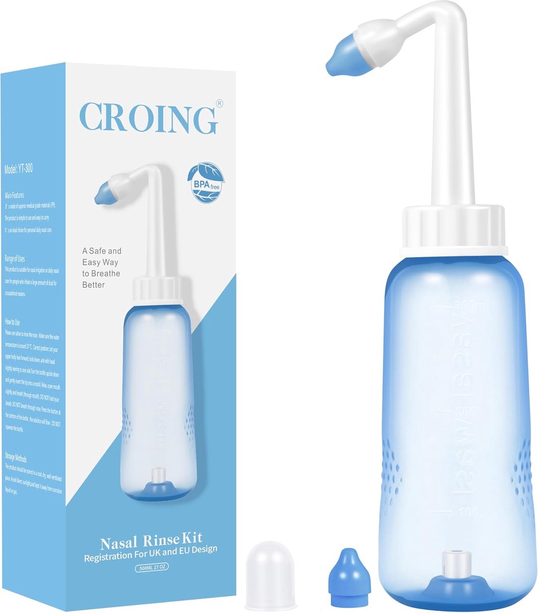 SnelShoppen - CROING Sale Neusspoeling Fles - 500 ml - Ideaal voor Neusreiniging en Allergieën - Voor Volwassenen en Kinderen - Handige Fles voor Thui