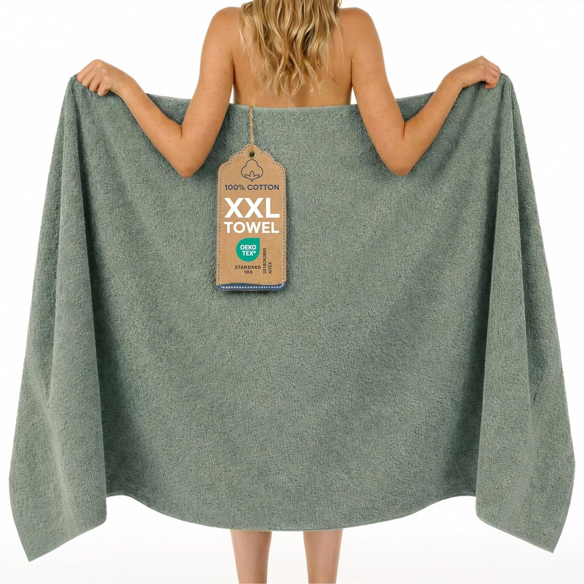 SnelShoppen - Grote Badhanddoek 100x200 cm - Luxe Absorberend Badlaken van 100% Katoen, Zacht en Comfortabel, Met Ophanglus, OEKO-TEX Gecertificeerd,