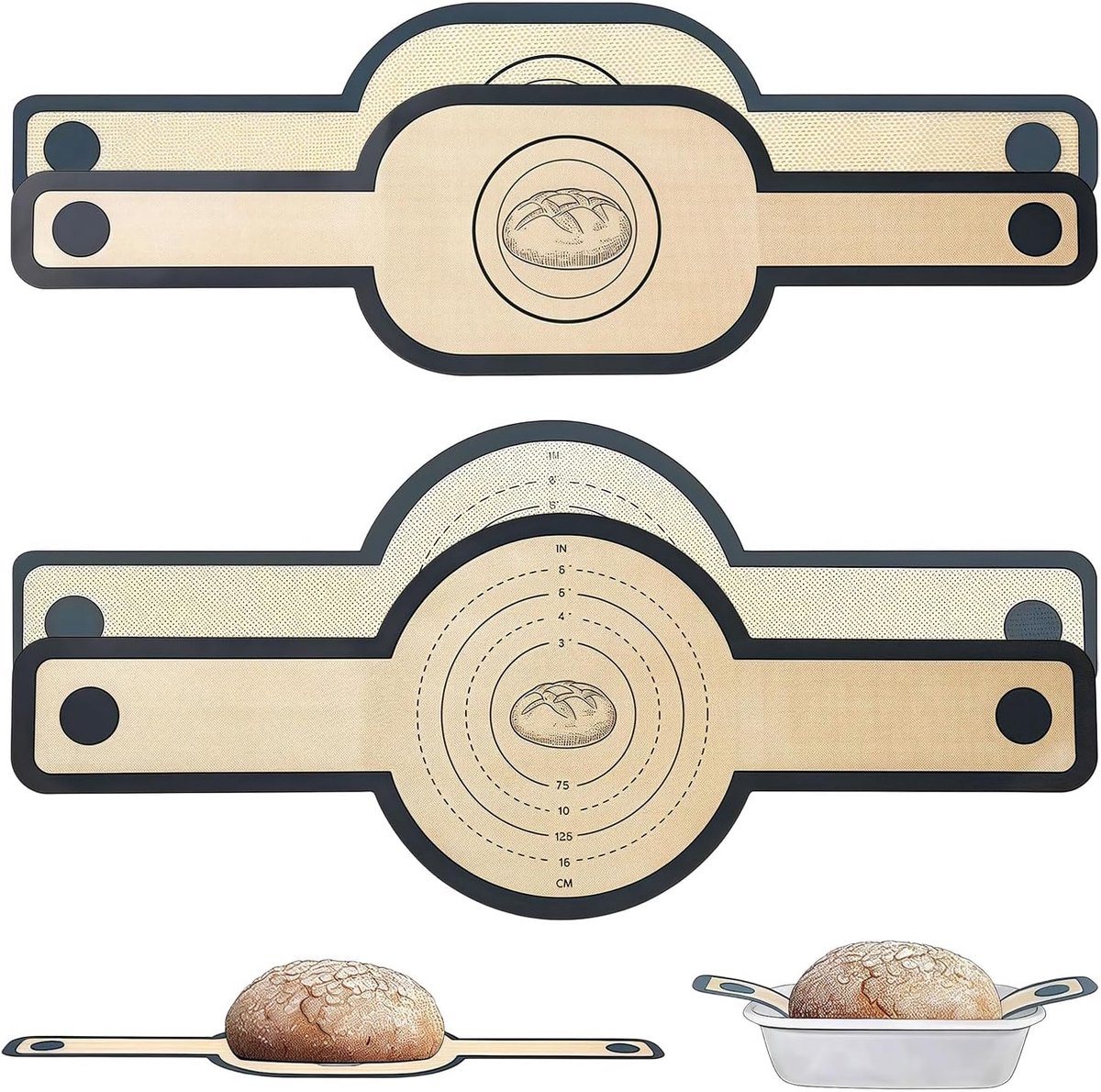 SnelShoppen - 6er Set Silikon Bakmat met Handvatten voor Dutch Oven - Herbruikbare Bakplaat - Anti-aanbak - Hittebestendig tot 250°C - Vaatwasmachineb