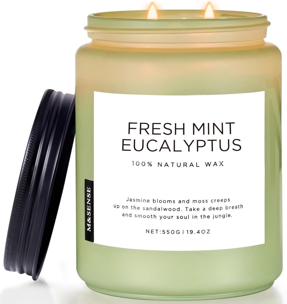 SnelShoppen - Eucalyptus Mint Geurkaarsen 550 g, 110 Uur Brandduur, Soja, Aromatherapie, Stressverlichting, Meditatie, Yoga, Ontspannende Spa, Natuurl