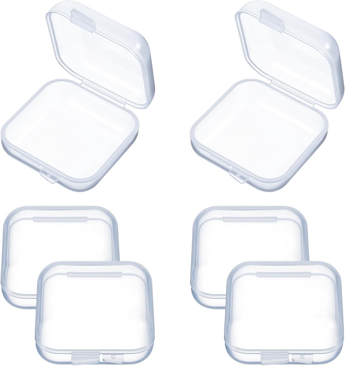 SnelShoppen - 6 Stuks Mini Transparante Plastic Dozen Set, Oordopjes Houder, Compacte Opslag voor Kleine Items, Kralen, Sieraden en Creatief Werk