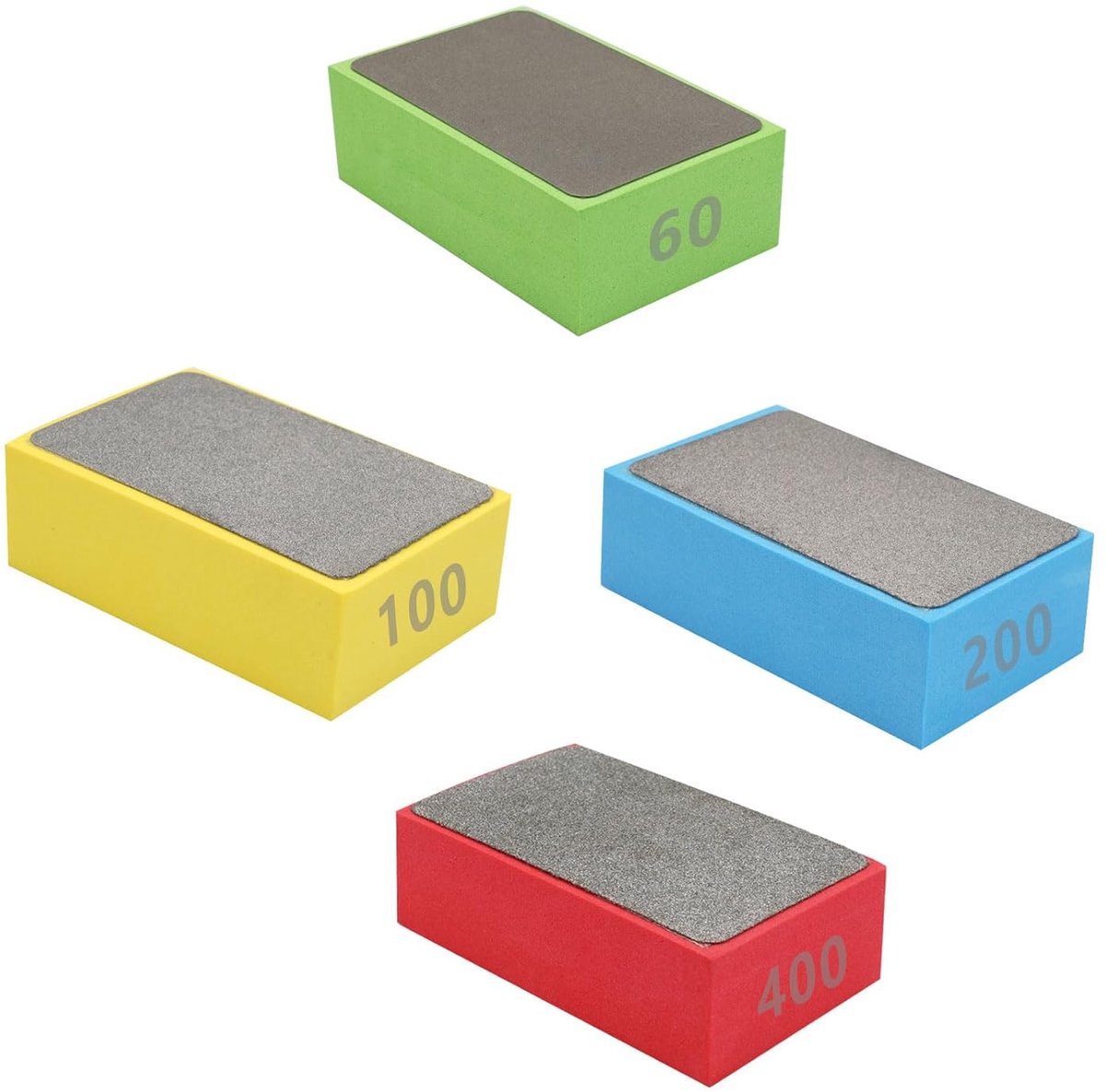 SnelShoppen - 4Pcs Diamond Hand Polishing Pads Set - Hoge Kwaliteit Diamond Sanding Pads voor Glas, Steen en Keramiek - Multi-Grade 60# 100# 200# 400#