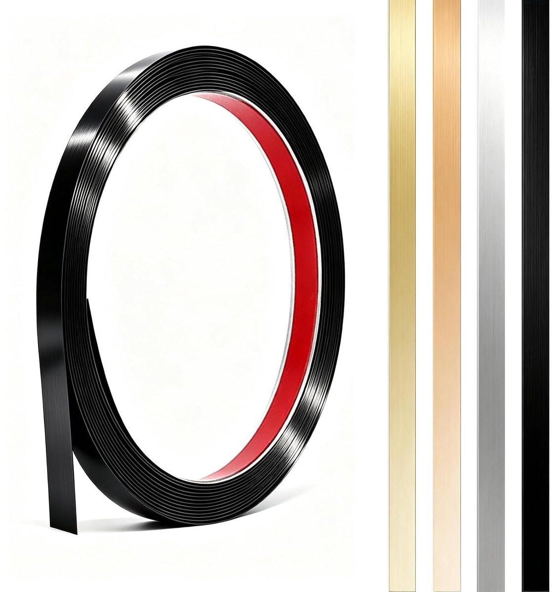 Metaal tape zelfklevend 6m - RVS zwart - Decoratieve strips - Voor muur en haard - ShopVlot