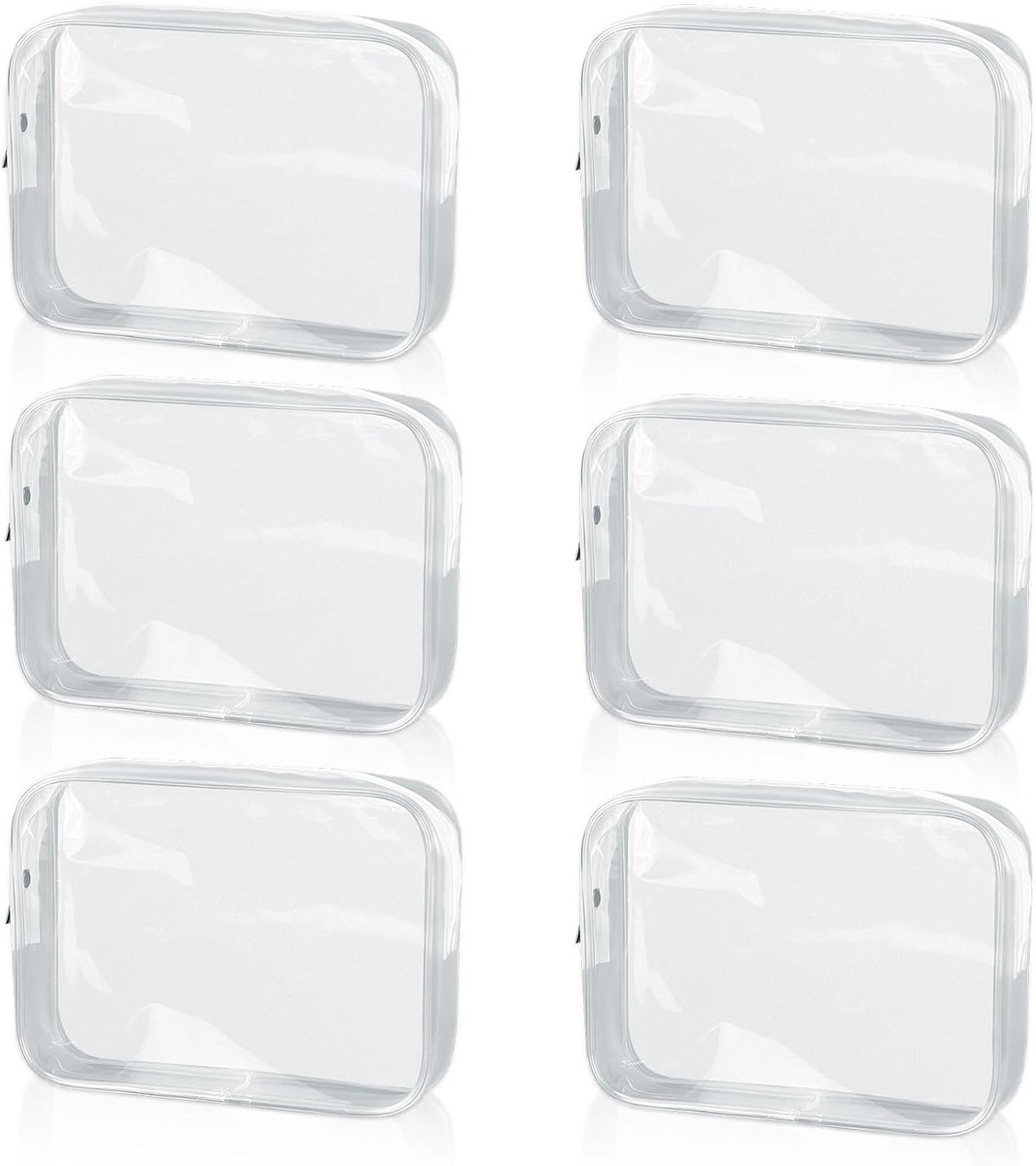 SnelShoppen - Transparante Toilettas Set van 6 Stuks - Duurzaam PVC, 19x6x13 cm, Perfect voor Reizen, Badkamer, Make-up en Organiseren