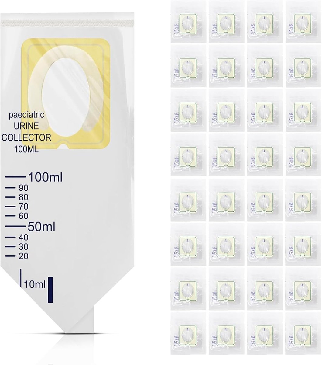 SnelShoppen - 32 Urinezakken voor Baby's, Hygiënische Kleefoppervlak, Lekvrij en Draagbaar, Ideaal voor Reizen, Wandelen en Kamperen, 100 ml