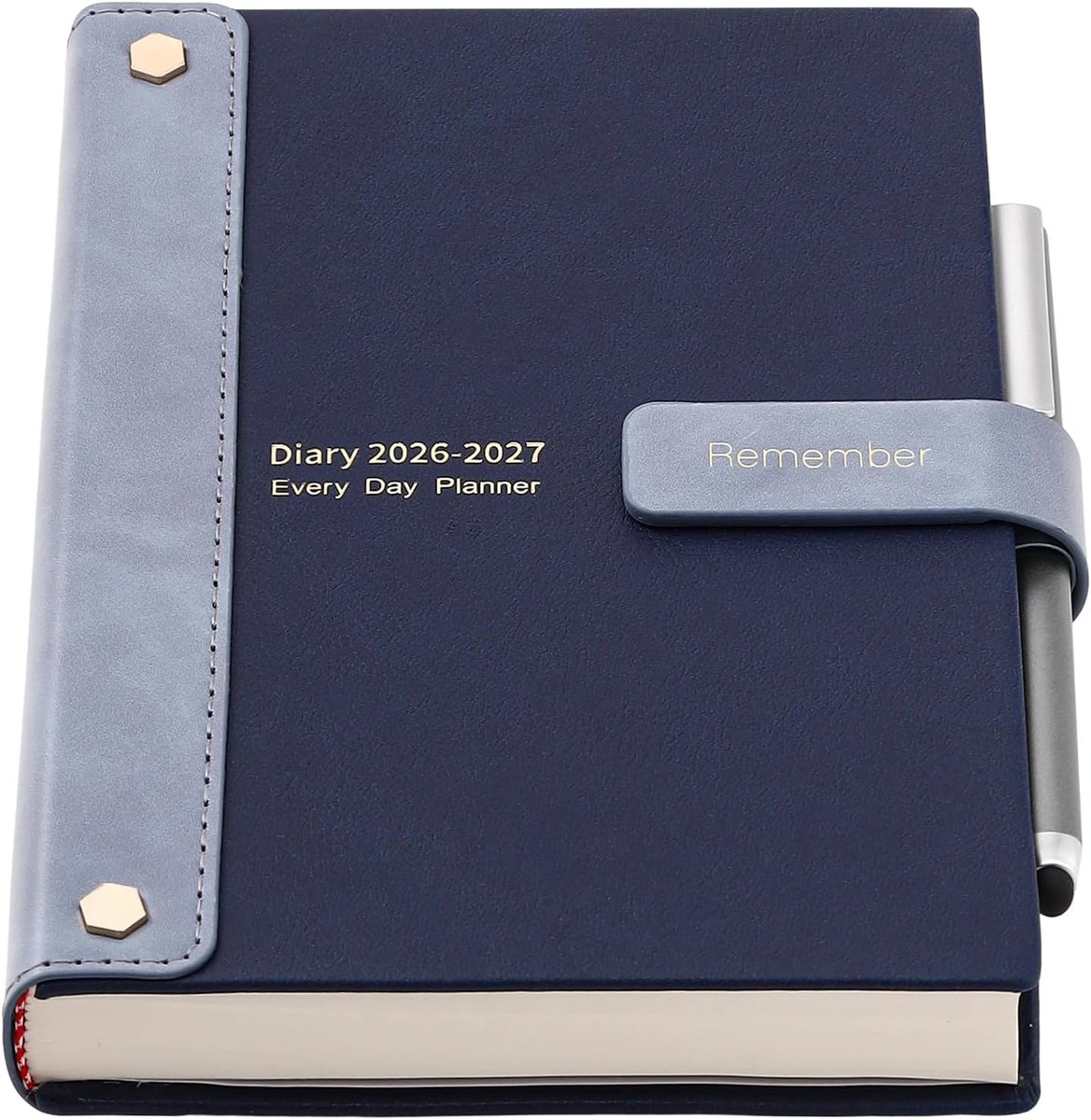 SnelShoppen - Academic Diary 2026-2027 A5 Dagboek met Pen, Stickers, Hard Cover, Organiser, Blauw, Maand- en Weekplanner voor School, Werk en Persoonl