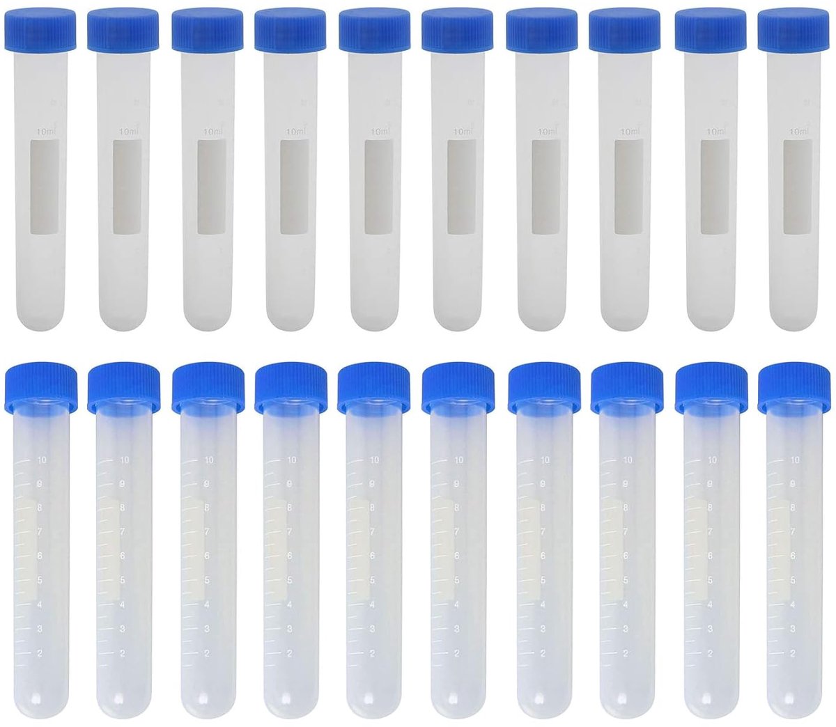 SnelShoppen - 20 Pcs 10ml Centrifuge Tubes met Deksel - Ronde Bodem Centrifuge Tubes - Duidelijke Schaal - Veilig Opslag - Laboratorium Benodigdheden