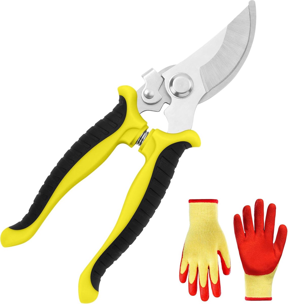 SnelShoppen - Professionele Tuinschaar, Bypass Secateurs, RVS Snijschaar met Tuinhandschoenen, Ideaal voor Takken tot 2 cm, Tuinaccessoires voor Manne