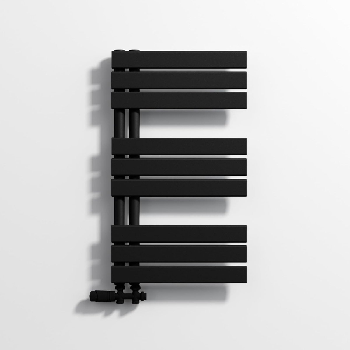 SnelShoppen - Radiator Badkamer Handdoekwarmer Zwart 800 x 450 mm Met Zij aansluiting Hoogwaardige Matte Afwerking
