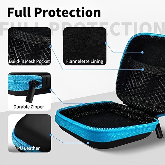 Hoofdtelefoon kabelbox set 3 stuks opbergdoos rits opbergdoos mini hoofdtelefoon opbergdoos multifunctionele draagtas voor mini USB hoofdtelefoon — afbeelding 4