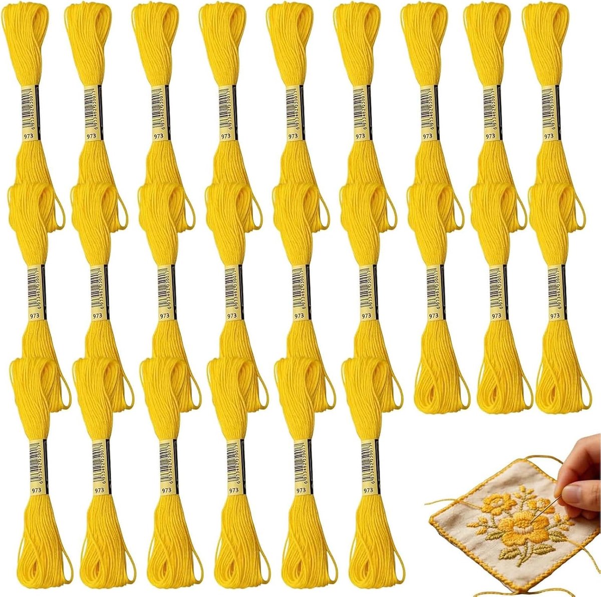 24-delige Borduurgaren Set, Gele Zijdevezel Garen voor Borduren, Vriendschapsarmbanden en Meer, 8,75m per Draad