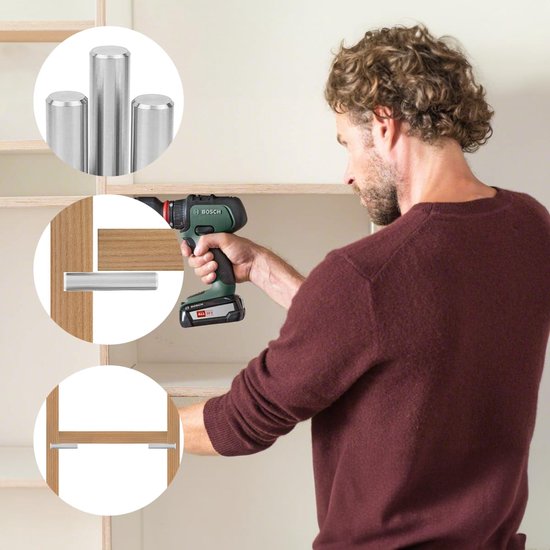 3 mm plankdragers voor planken, 50 stuks plankpinnen, 3 x 40 mm, cilinderpinnen, metalen pennen, planken voor pennen, meubels, kasten, knutselprojecten — afbeelding 2