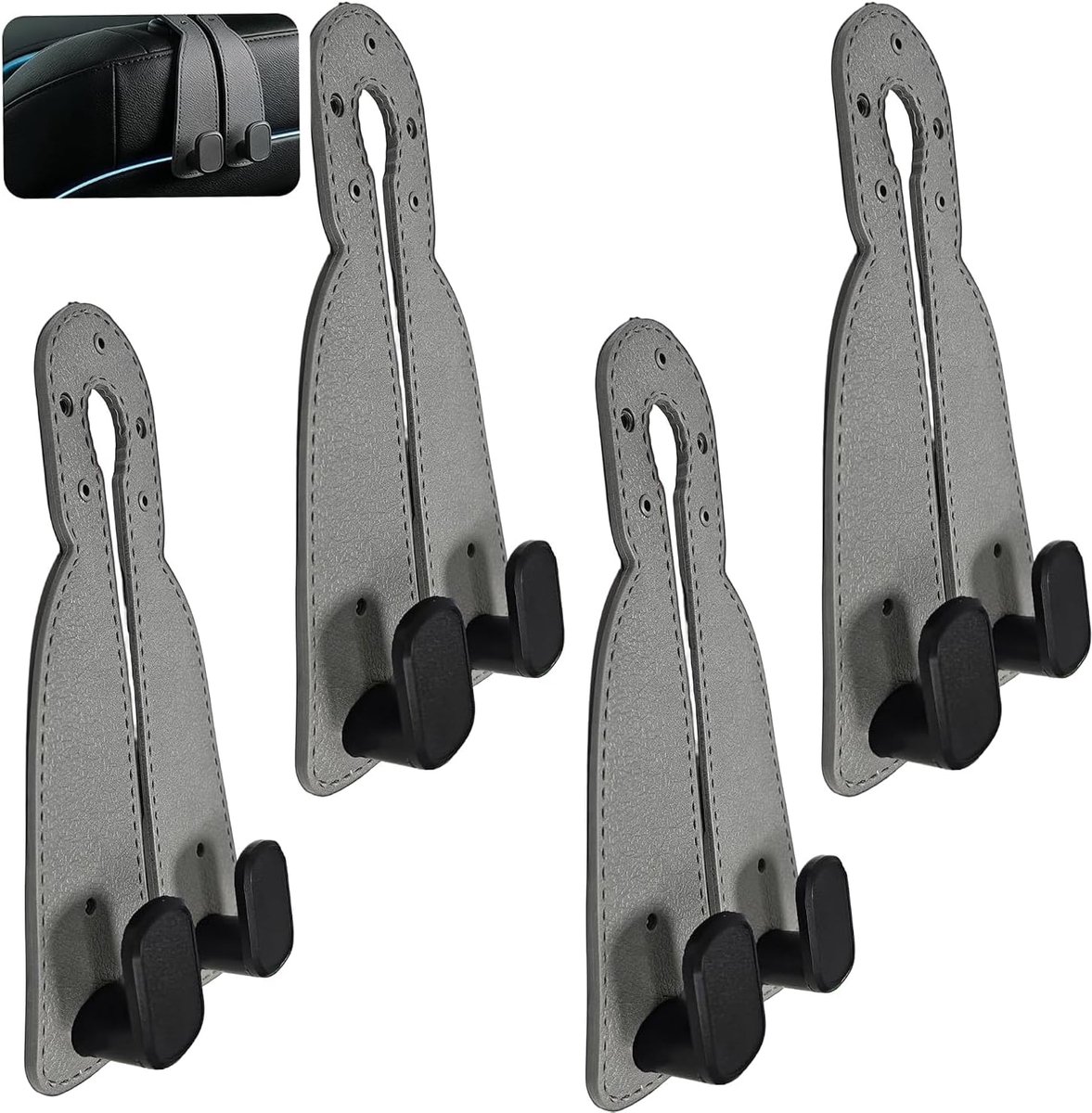 4 stuks autostoelhaken, tashouder auto, universeel, eenvoudige installatie zonder gereedschap, robuust en antislip, auto-organizer voor binnen, praktisch voor pendelen en reizen