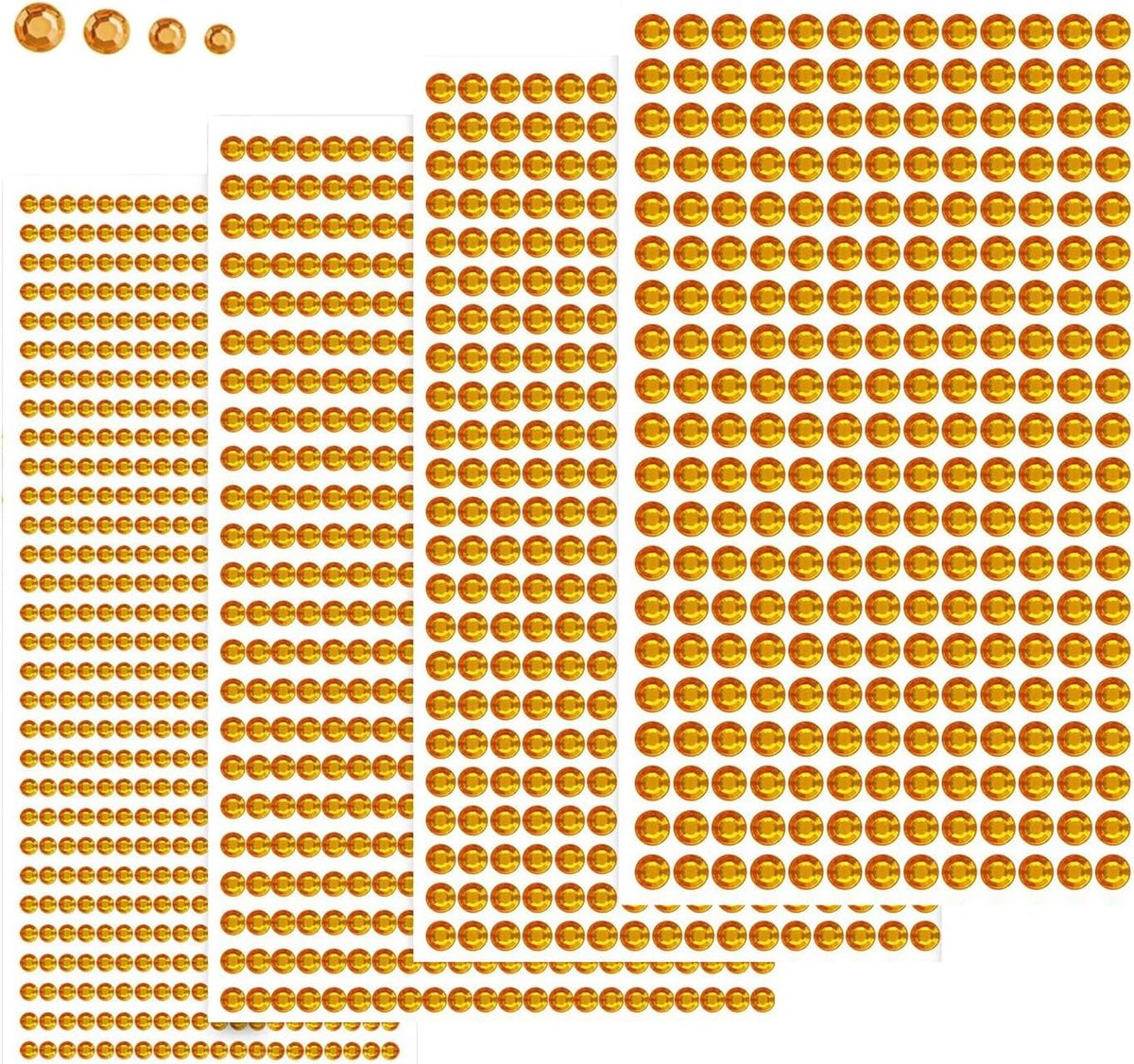 Zelfklevend, 2100 stuks strass-steentjes, goud met pincet, 3/4/5/6 mm, sierstenen om te knutselen, stenen, decoratieve stenen, knutselstenen, glitter voor kinderen, handwerk