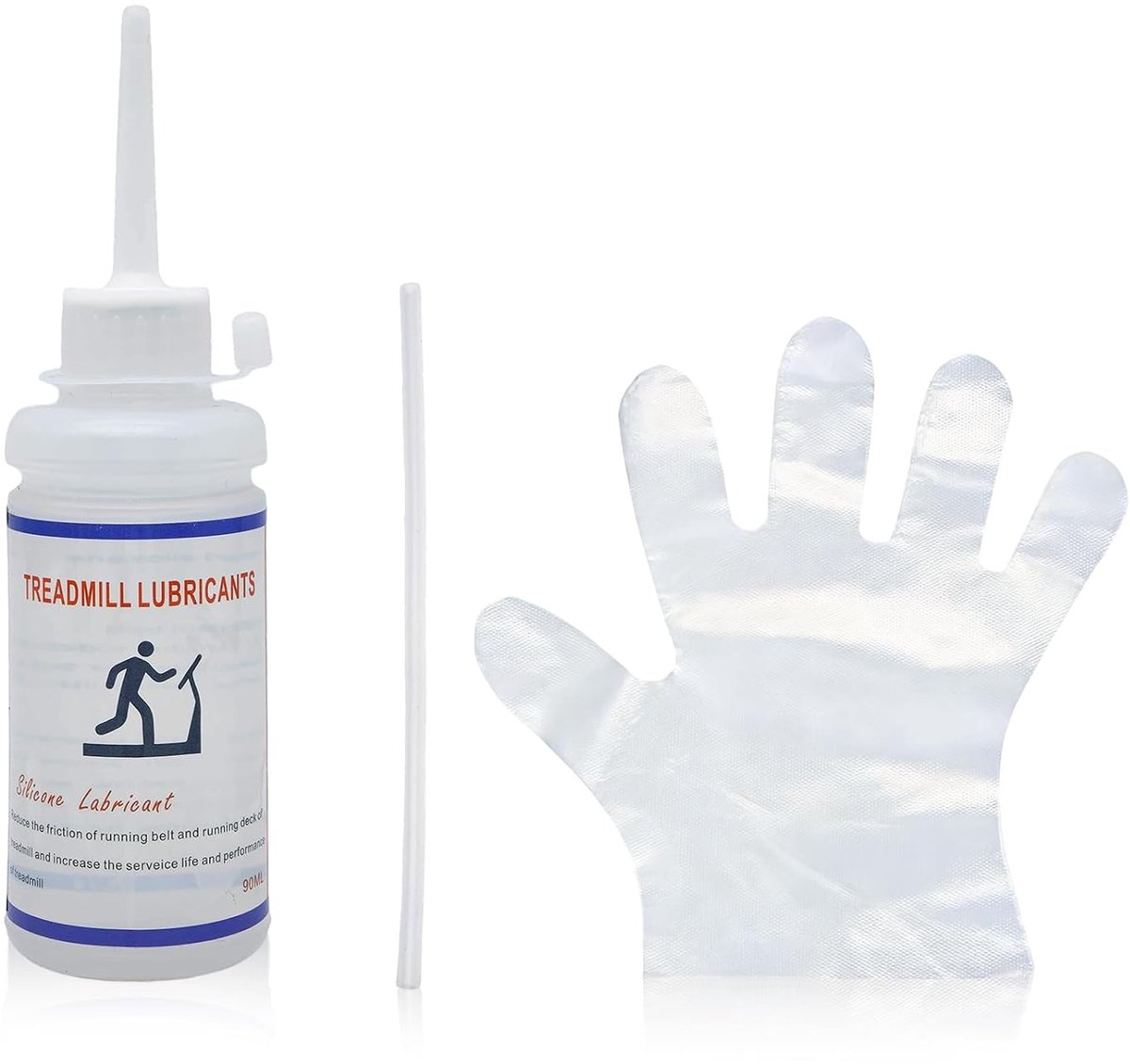 90 ml, gemakkelijk aan te brengen loopbandolie, voor loopbanden en fitnessapparatuur, voor tandwielen, scharnieren en kabels, vormt een duurzame beschermlaag, 20 cm tubes + 50 handschoene