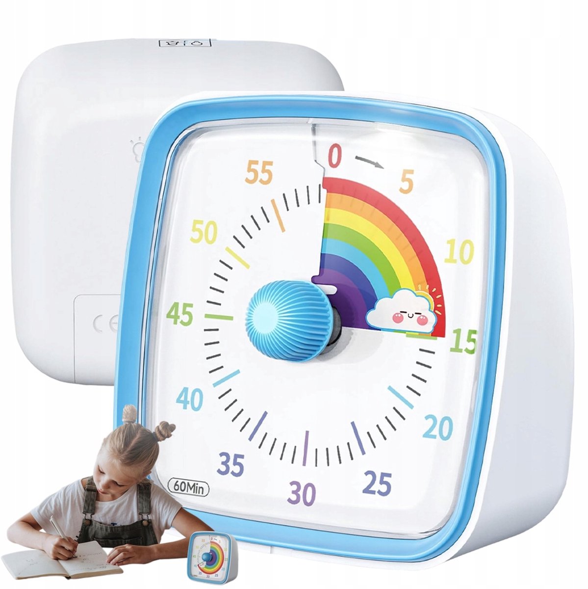 Visuele Timer - Aftelklok Leerlijn Voor Kinderen - Visuele Klok - Kinder Leerklok - 60 Minuten Aftellen - Kookwekker - Met Nachtlampje - Pauzeknop - 3 Belstanden - Voor Thuis & Keuken & Kantoor