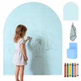 Magnetische Muursticker met Krijtbordfunctie - Magneetbord - Whiteboard Voor Kinderen - Magneet Sticker - 100x80 cm - Incl. 6 Krijtjes & Wisser - Krasbestendig - Montessori - Voor Kinderkamer - Lichtblauw