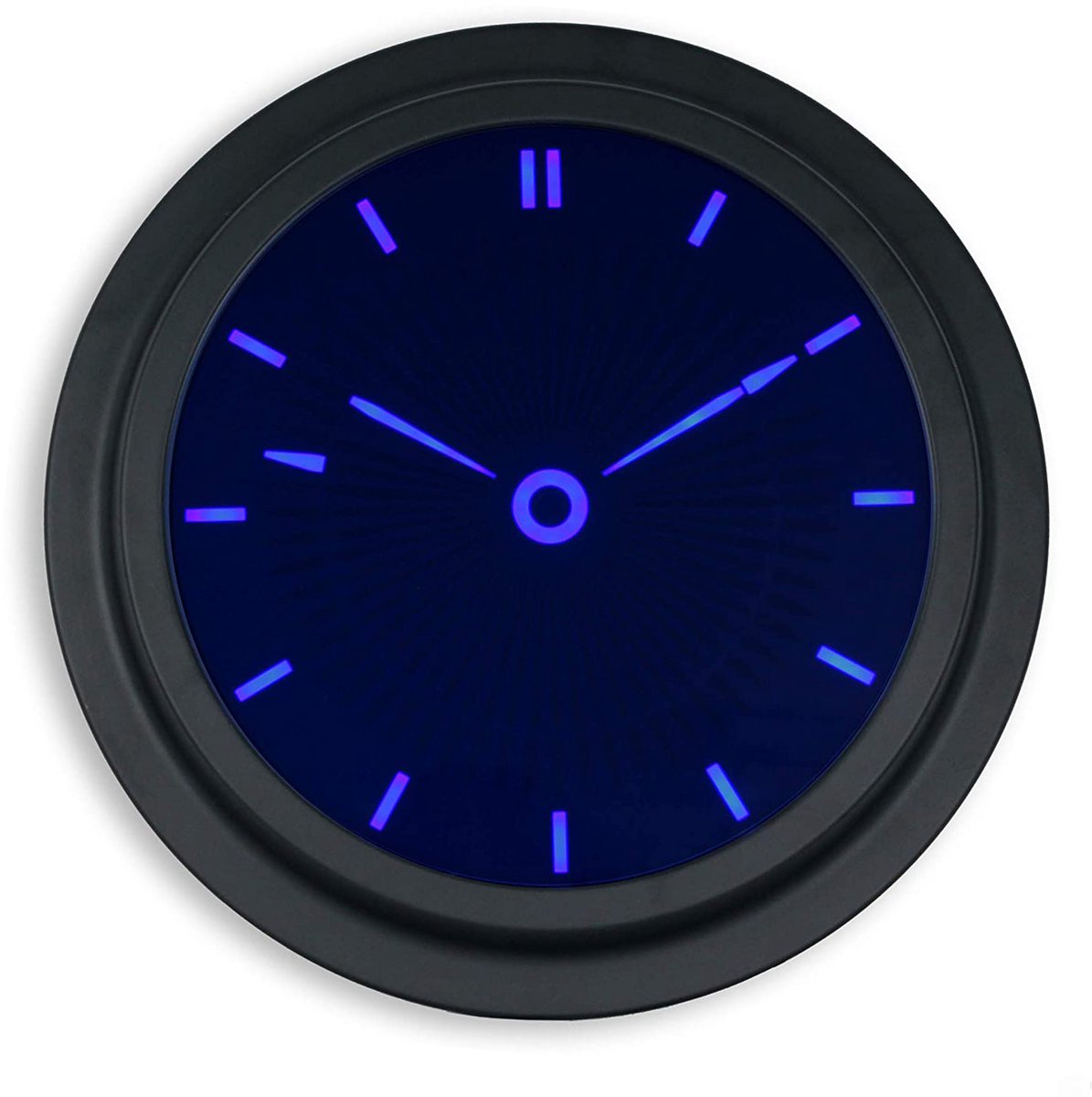 FISHTEC digitale wandklok, verlicht, LED, stil, zonder tik-tak – uren en minuten – modern design met uitschakelbare Big Ben-beltoon – Ø 35,5 cm – LED blauw & zwart