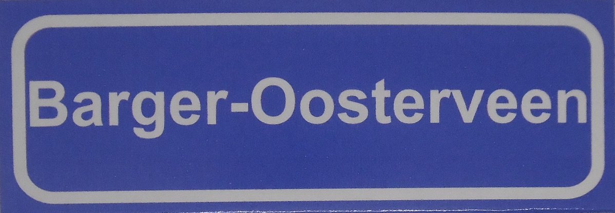 Souv© - koelkast magneet - plaatsnaam bord - kombord - souvenir - koelkastmagneetje - relatiegeschenk Barger-Oosterveen