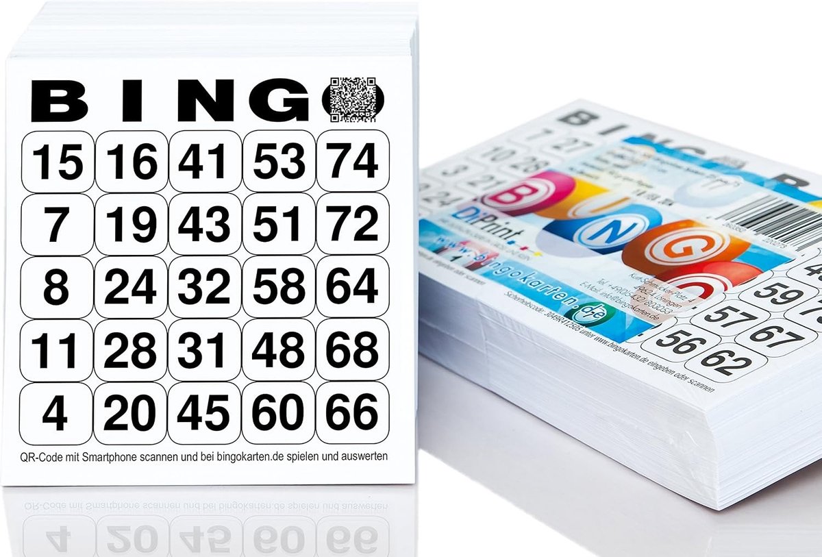 Bingo Kaarten - Zwart - 10,5 x 11 cm - 90 g/m² Papier - Voor Spelletjesavonden
